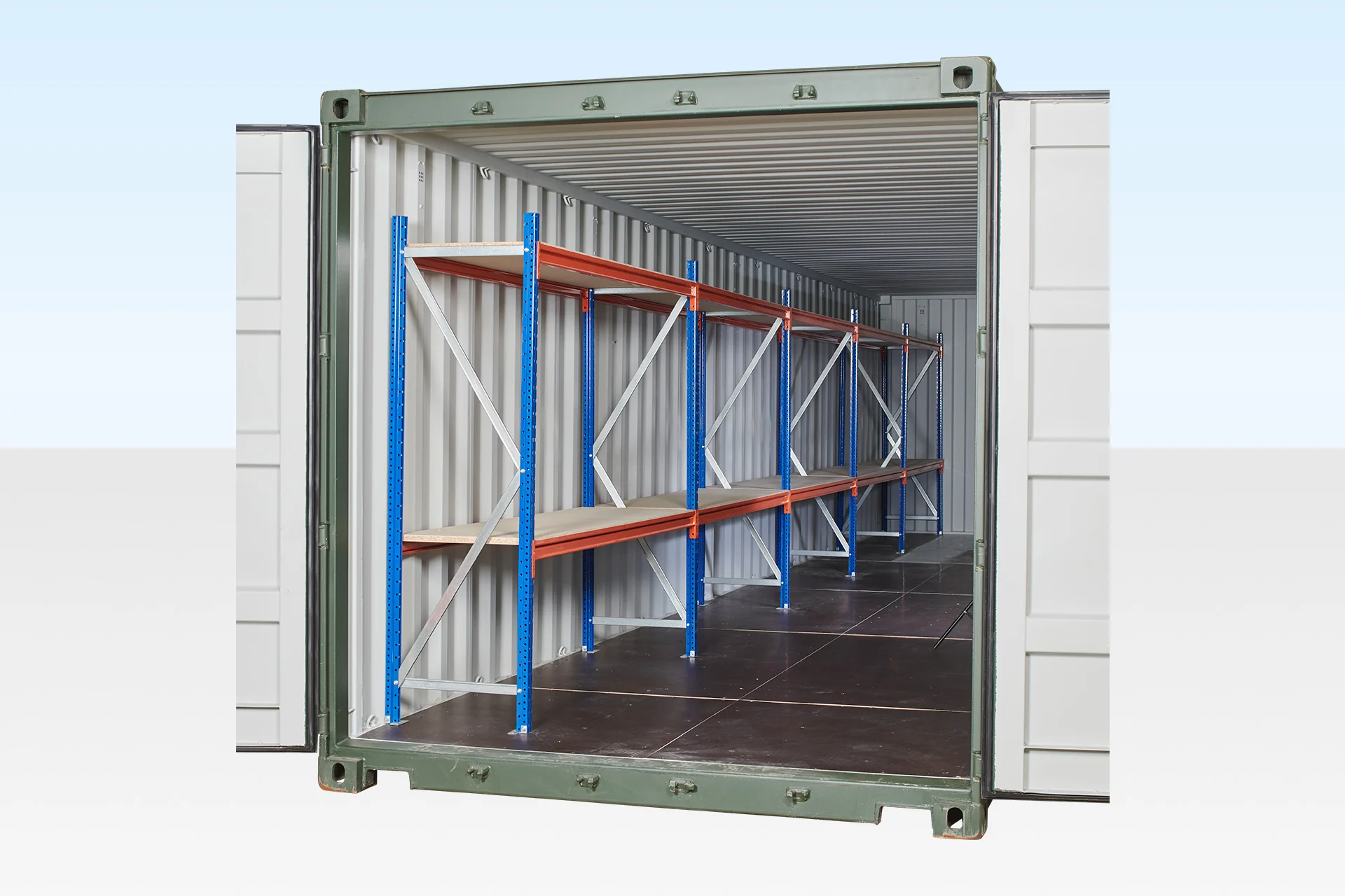 Container Racking – Adjustable, Heavy Duty Two Tier (5 Bays)