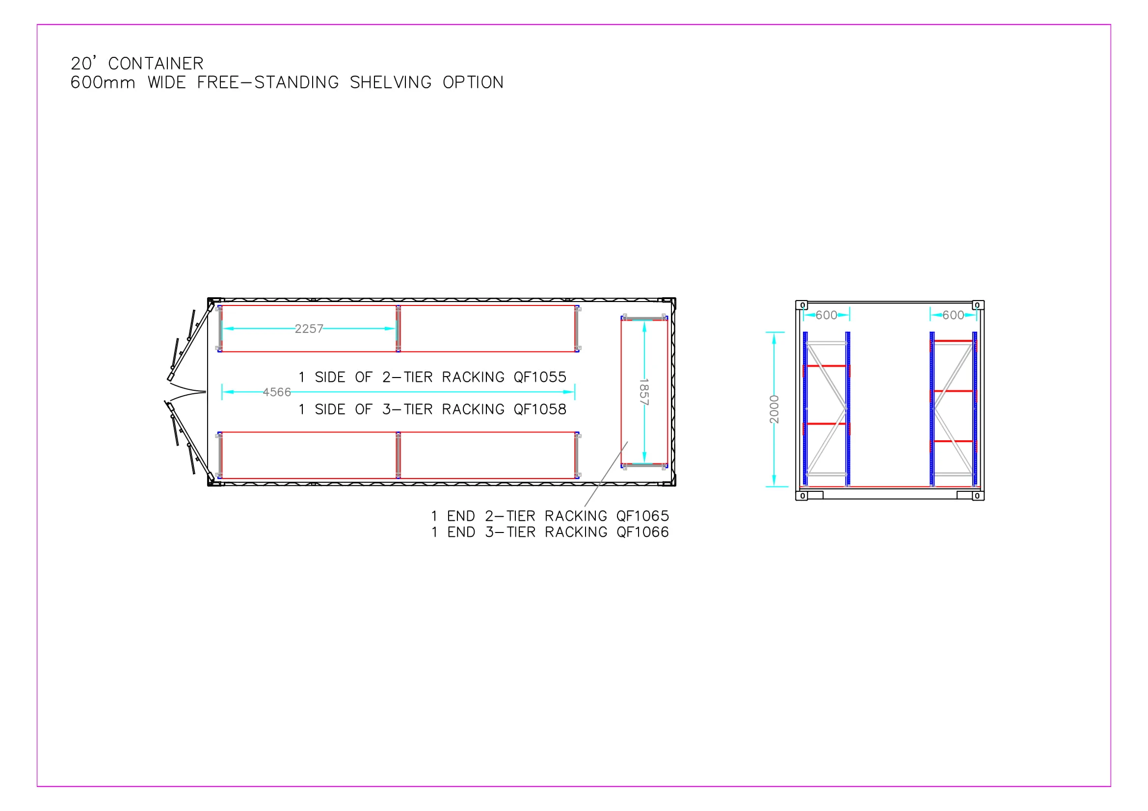 Container Racking – Adjustable, Heavy Duty Three Tier (2 Bays) - Image 3