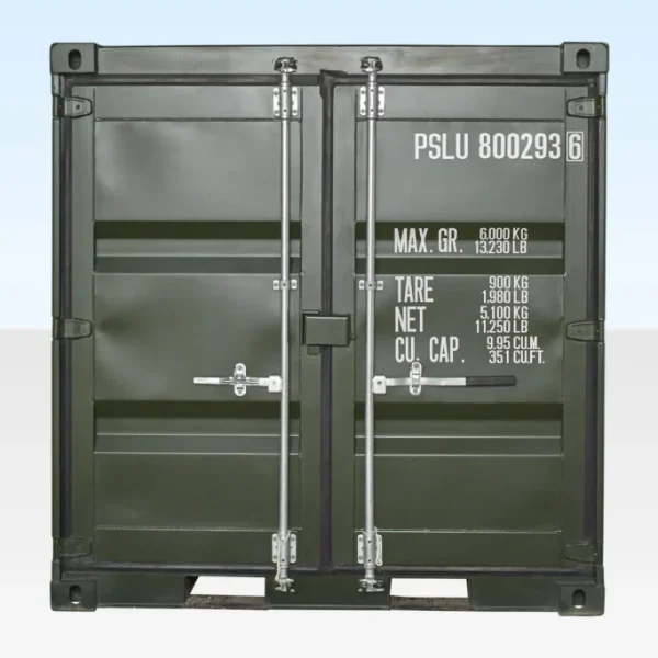 8ft One Trip Shipping Container Green (RAL 6007)