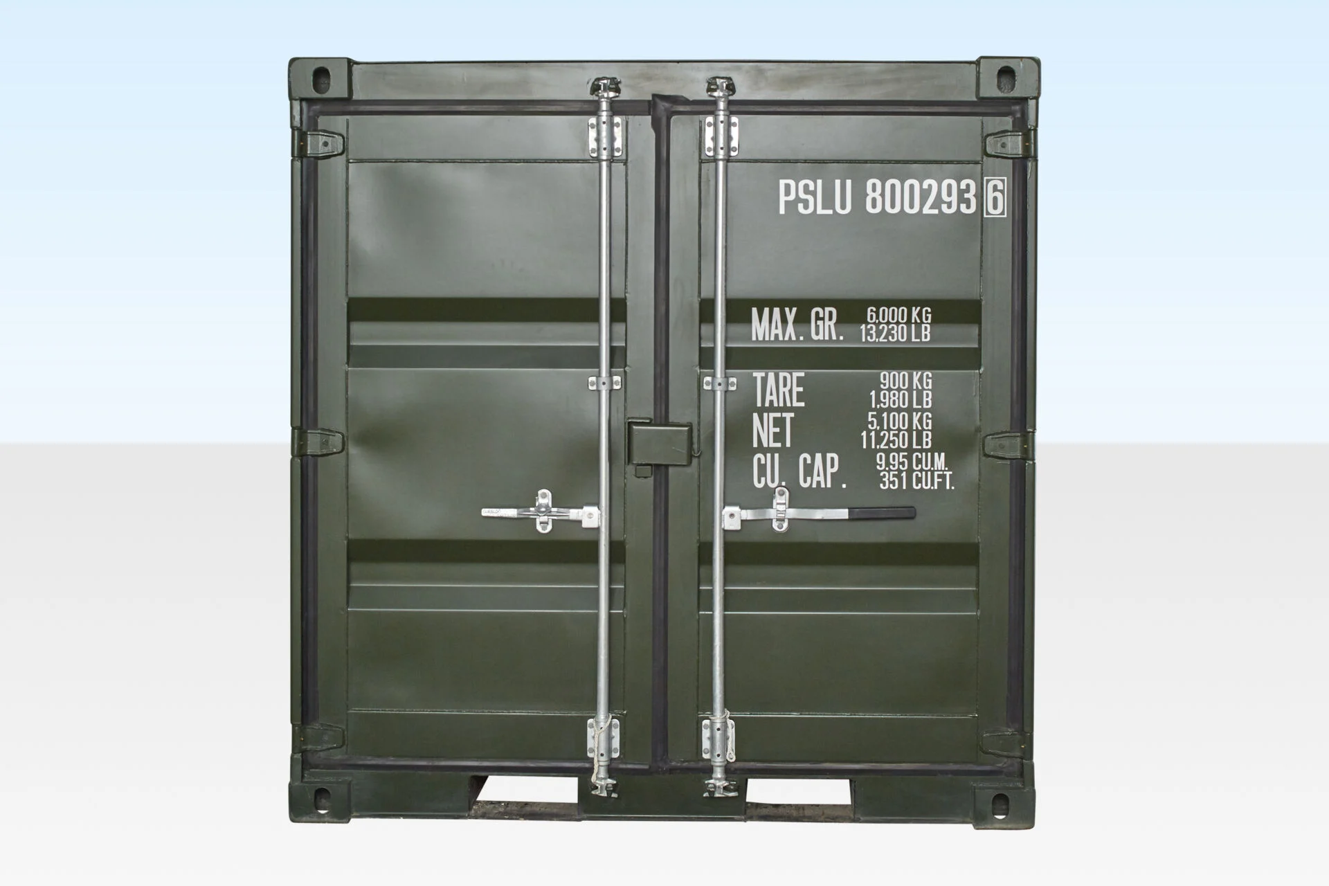 8ft One Trip Shipping Container Green (RAL 6007) - Image 2
