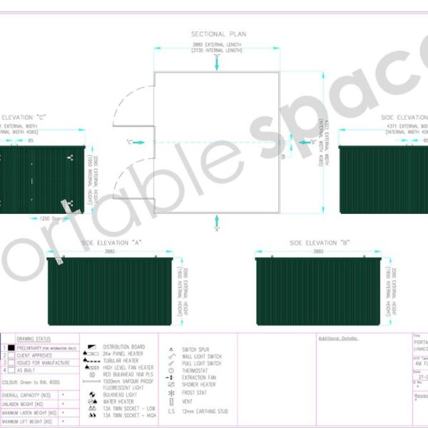 4m x 4.2m Side Linked Flat Pack Container Bundle (Powder Coated)