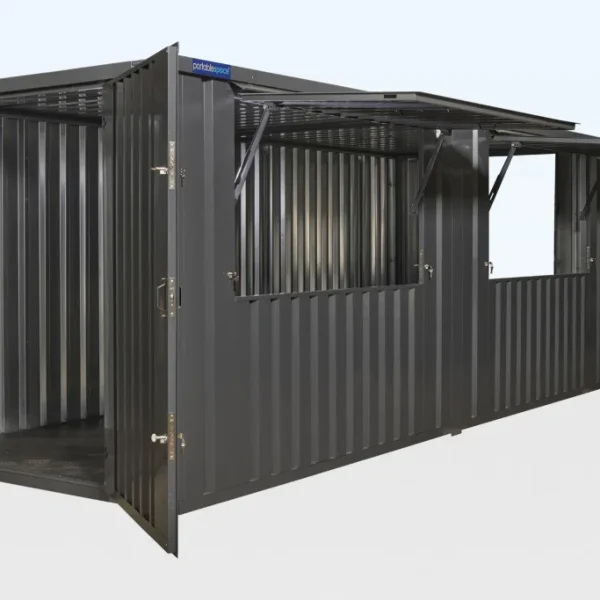 6m x 2m End Linked Flat Packed Kiosk Bundle (RAL7015)