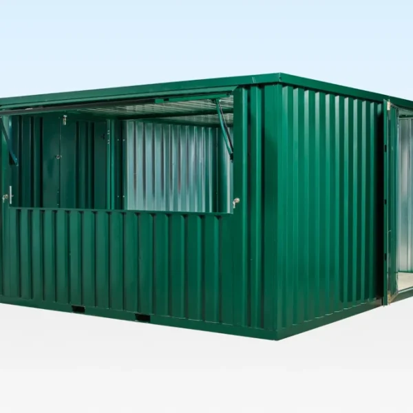 4m x 4.2m Side Linked Flat Packed Kiosk Bundle (RAL6005)